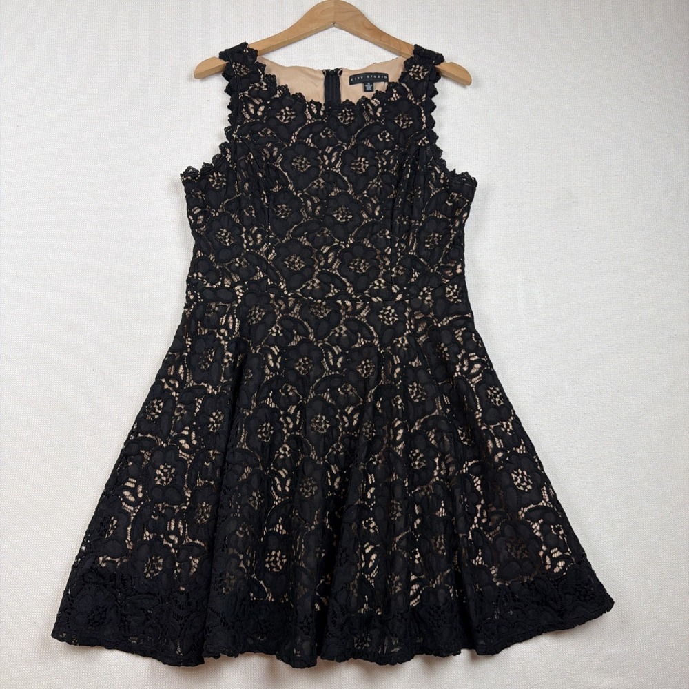 City Studio A-Line Lace Floral Lined Short Dress Juniors 15 Black Fit & Flare